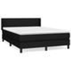 vidaXL Sommier à lattes de lit avec matelas Noir 140x200 cm Tissu - 140 x 200 cm