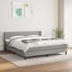 vidaXL Sommier à lattes de lit avec matelas Gris clair 180x200cm Tissu - 180 x 200 cm