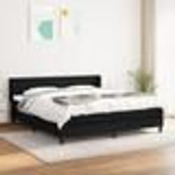 vidaXL Sommier à lattes de lit avec matelas Noir 180x200 cm Tissu - 180 x 200 cm