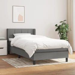 vidaXL Sommier à lattes avec matelas tissu - Gris foncé 80x200 cm