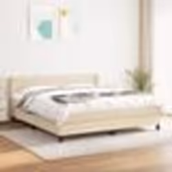 vidaXL Sommier à lattes de lit avec matelas Crème 160x200 cm Tissu - 160 x 200 cm