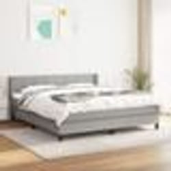 vidaXL Sommier à lattes de lit avec matelas Gris clair 180x200cm Tissu - 180 x 200 cm