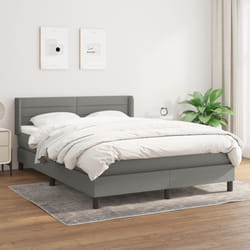 vidaXL Sommier à lattes de lit avec matelas Gris foncé 140x190cm Tissu - 140 x 190 cm