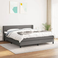 vidaXL Sommier à lattes et matelas 160x200 cm - Gris foncé tissu