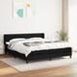 vidaXL Sommier à lattes de lit avec matelas Noir 180x200 cm Tissu - 180 x 200 cm