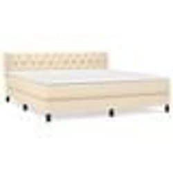 vidaXL Sommier à lattes de lit avec matelas Crème 160x200 cm Tissu - 160 x 200 cm