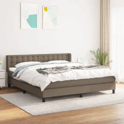 vidaXL Sommier avec matelas 180x200 cm - Tissu taupe