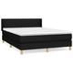 vidaXL Sommier à lattes de lit avec matelas Noir 140x200 cm Tissu - 140 x 200 cm