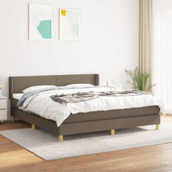 vidaXL Lit à sommier avec matelas - Taupe - 180x200 cm