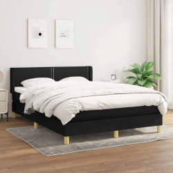 vidaXL Sommier à lattes avec matelas - Noir 140x200 cm