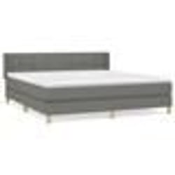 vidaXL Sommier à lattes de lit avec matelas Gris foncé 160x200cm Tissu - 160 x 200 cm