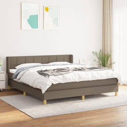 vidaXL Sommier à lattes de lit avec matelas Taupe 160x200 cm Tissu - 160 x 200 cm