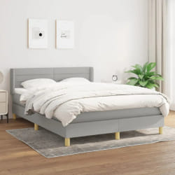 vidaXL Sommier à lattes avec matelas gris clair 140x190