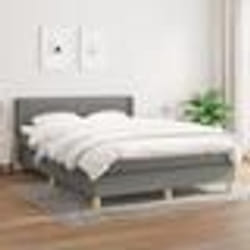 vidaXL Sommier à lattes de lit avec matelas Gris foncé 140x190cm Tissu - 140 x 190 cm