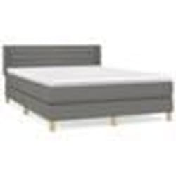 vidaXL Sommier à lattes de lit avec matelas Gris foncé 140x200cm Tissu - 140 x 200 cm