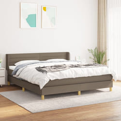 vidaXL Sommier à lattes de lit avec matelas Taupe 180x200 cm Tissu - 180 x 200 cm