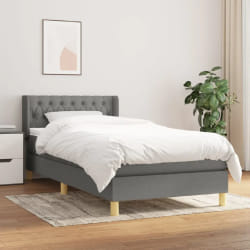 VIDAXL Lit avec matelas - Gris foncé 90x200 cm
