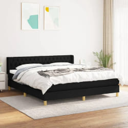 VIDAXL vidaXL Sommier à lattes avec matelas - Noir 180x200 cm