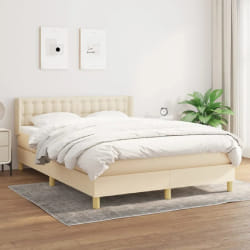 vidaXL Sommier à lattes avec matelas 140x190 cm - Crème