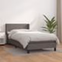vidaXL Sommier à lattes de lit avec matelas Gris 90x200 cm Similicuir - 90 x 200 cm