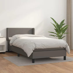 vidaXL Sommier à lattes et matelas 100x200 cm - Gris similicuir