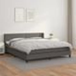 vidaXL Sommier à lattes de lit avec matelas Gris 180x200 cm Similicuir - 180 x 200 cm