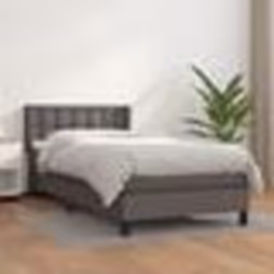 vidaXL Sommier à lattes de lit avec matelas Gris 90x200 cm Similicuir - 90 x 200 cm