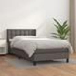 vidaXL Sommier à lattes de lit avec matelas Gris 90x200 cm Similicuir - 90 x 200 cm