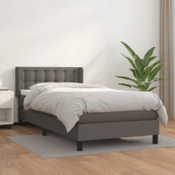 VidaXL Sommier en similicuir - 100x200 cm - Gris