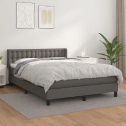 vidaXL Sommier à lattes avec matelas Similicuir Gris 140x200 cm