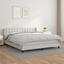 vidaXL Sommier à lattes de lit avec matelas - Blanc 180x200 cm