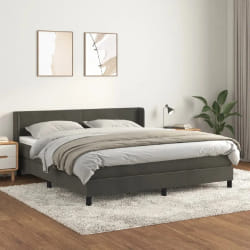 vidaXL Sommier lit avec matelas - Gris foncé