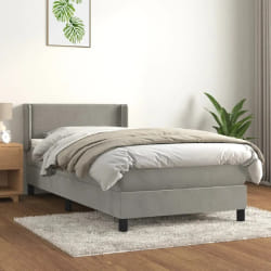 vidaXL Sommier à lattes avec matelas - Gris clair 90x190 cm