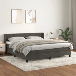 VIDAXL Sommier avec matelas - Gris foncé 160x200 cm Velours