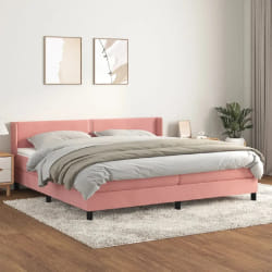 vidaXL Sommier à lattes et matelas Rose 200x200 cm Velours