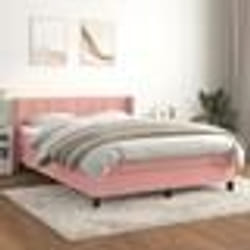 vidaXL Lit à sommier tapissier avec matelas Rose 140x190 cm Velours 3130960