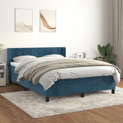 3130965 vidaXL Lit à sommier tapissier et matelas Bleu foncé 140x200cm Velours