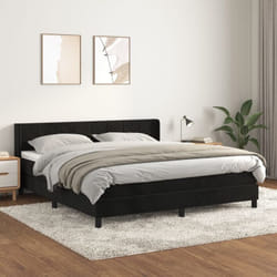 Sommier à lattes de lit avec matelas Noir 180x200 cm Velours Vidaxl