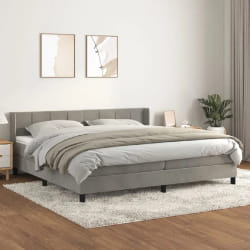 Vidaxl Sommier Tapissier Velours 200x200 - Gris clair
