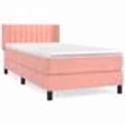 vidaXL Sommier à lattes de lit avec matelas Rose 90x190 cm Velours - 90 x 190 cm