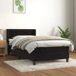 vidaXL Lit avec Sommier - Noir 100x200 cm Velours