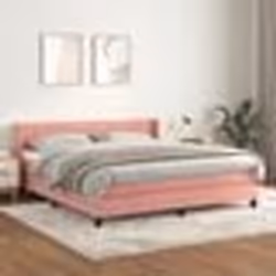 vidaXL Sommier à lattes de lit avec matelas Rose 160x200 cm Velours - 160 x 200 cm