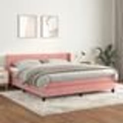 vidaXL Sommier à lattes de lit avec matelas Rose 160x200 cm Velours - 160 x 200 cm