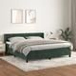 vidaXL Sommier à lattes de lit et matelas Vert foncé 180x200cm Velours - 180 x 200 cm