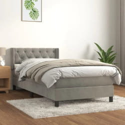 vidaXL Sommier à lattes et matelas - Gris clair 80x200 cm