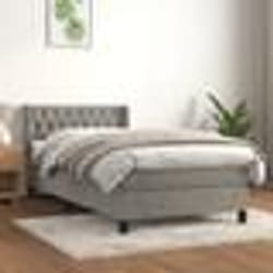 vidaXL Sommier à lattes de lit et matelas Gris clair 90x190 cm Velours - 90 x 190 cm