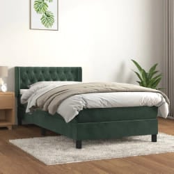 vidaXL Sommier à lattes avec matelas - Velours Vert foncé 90 x 190 cm