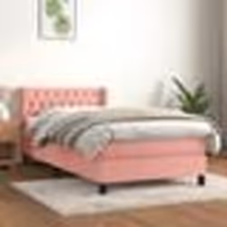 vidaXL Sommier à lattes de lit avec matelas Rose 90x190 cm Velours - 90 x 190 cm