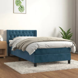 vidaXL Sommier à lattes avec matelas - Bleu foncé 100x200 cm