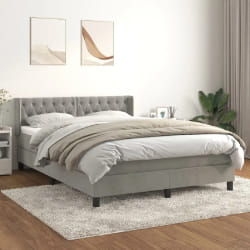 vidaXL Sommier à lattes avec Matelas - Gris clair 140x200 cm Velours